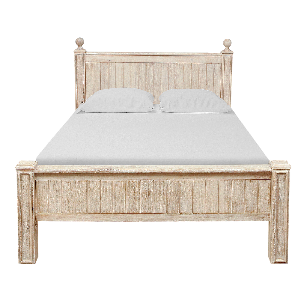 ALES - Twin size bed 120x200 - Whitened acacia