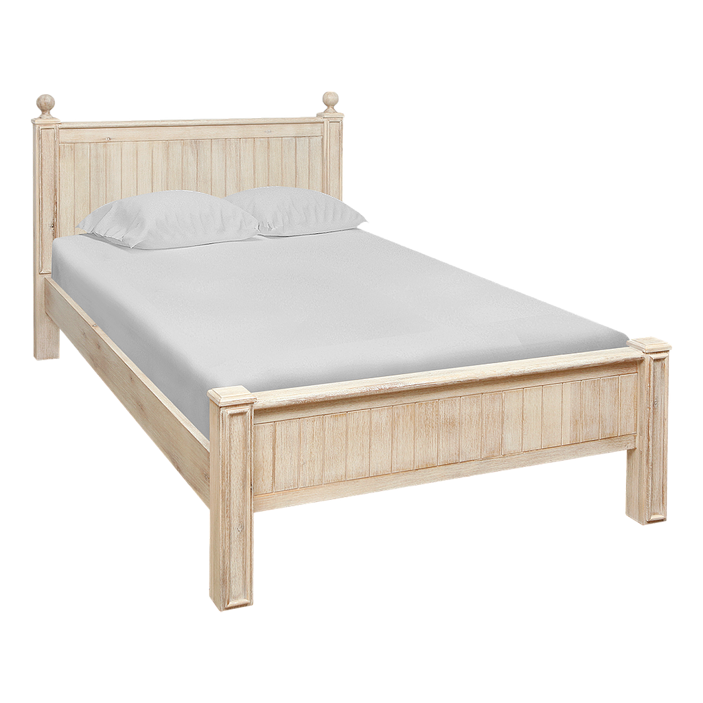 ALES - Twin size bed 120x200 - Whitened acacia