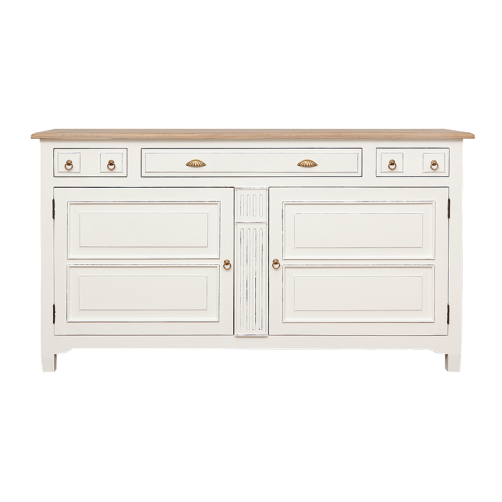 PAUL - Sideboard L180 - Brocante white and Toffee