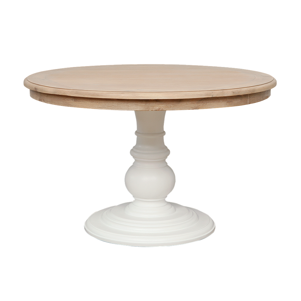 ALISSON - Dining table Diam.120 - Brushed white and Toffee
