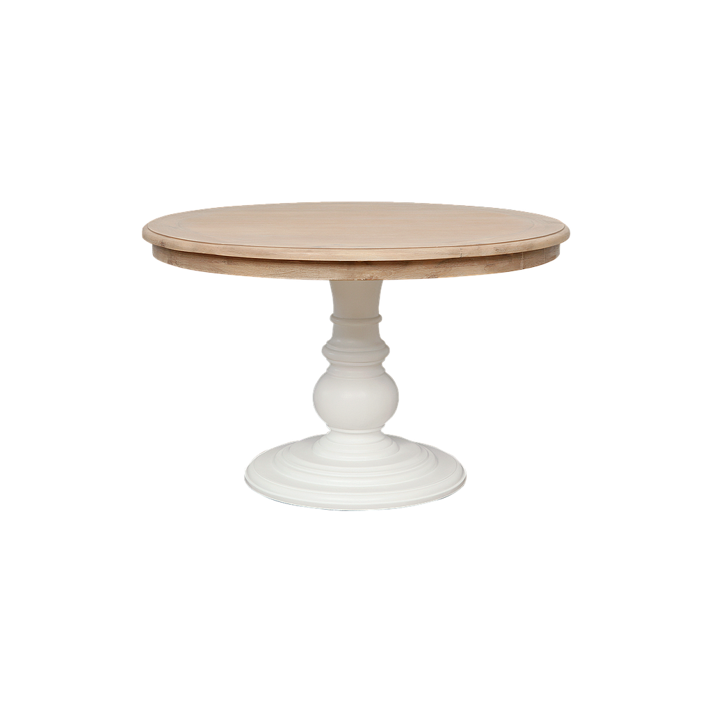 ALISSON - Dining table Diam.120 - Brushed white and Toffee