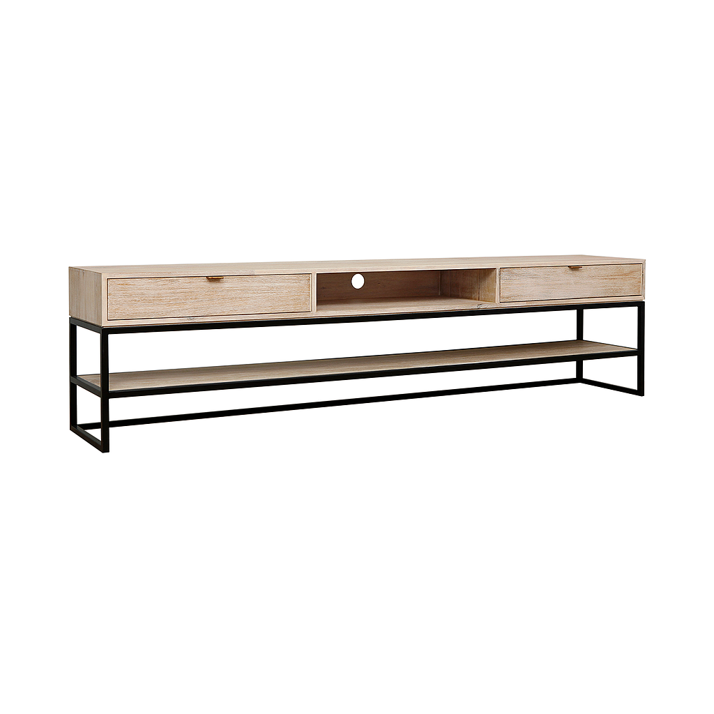 HARPA - TV stand L215 - Matt black and Whitened acacia