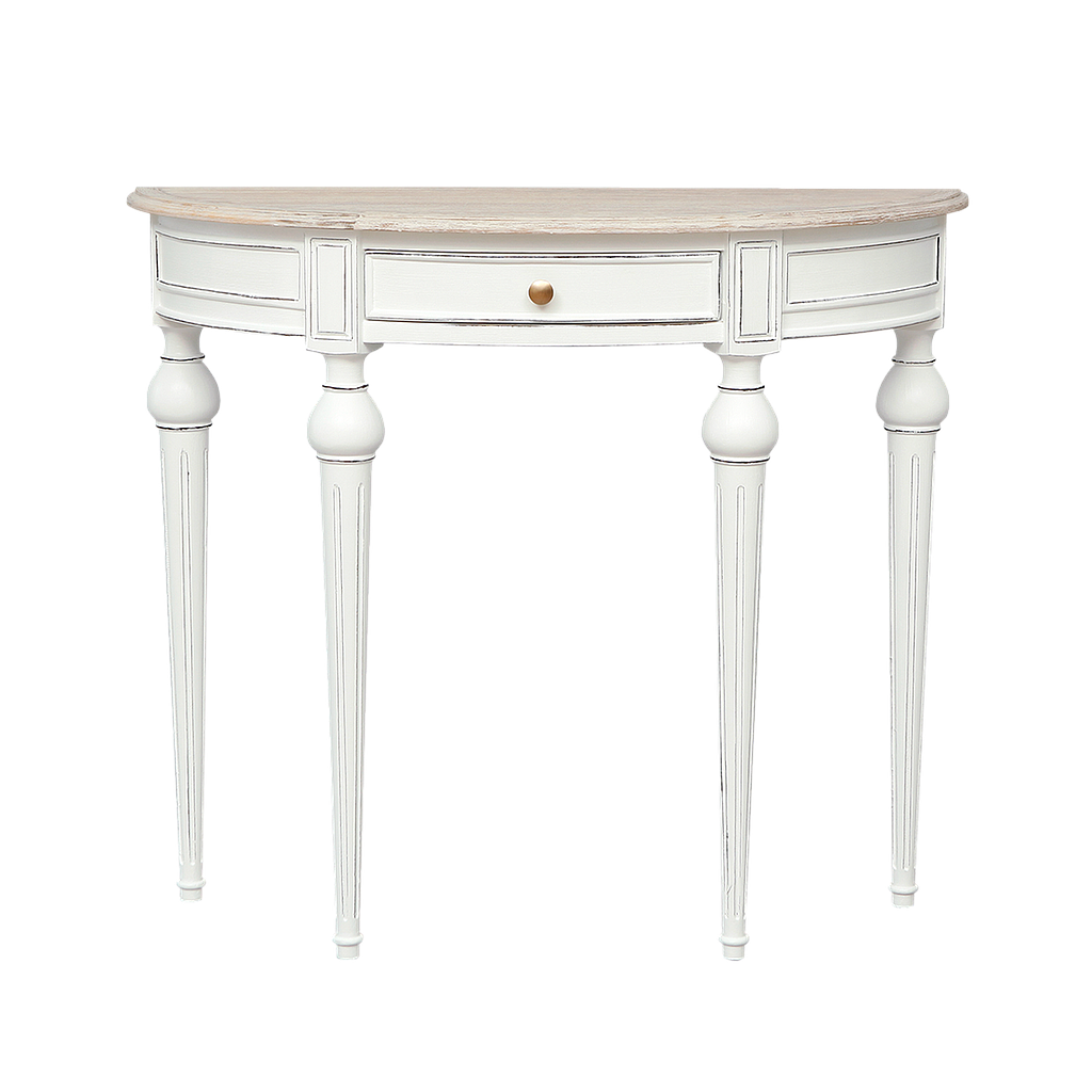 NEEDLE - Console table L85 - Brocante white and Whitened acacia