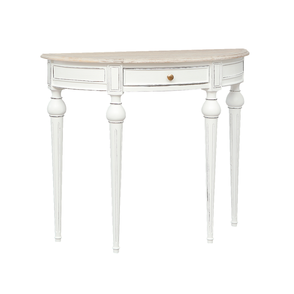 NEEDLE - Console table L85 - Brocante white and Whitened acacia