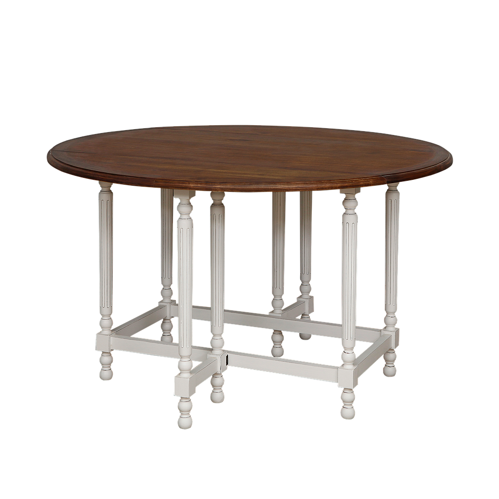 COUNTRY - Folding table Diam.120 - Brocante white and Washed antic