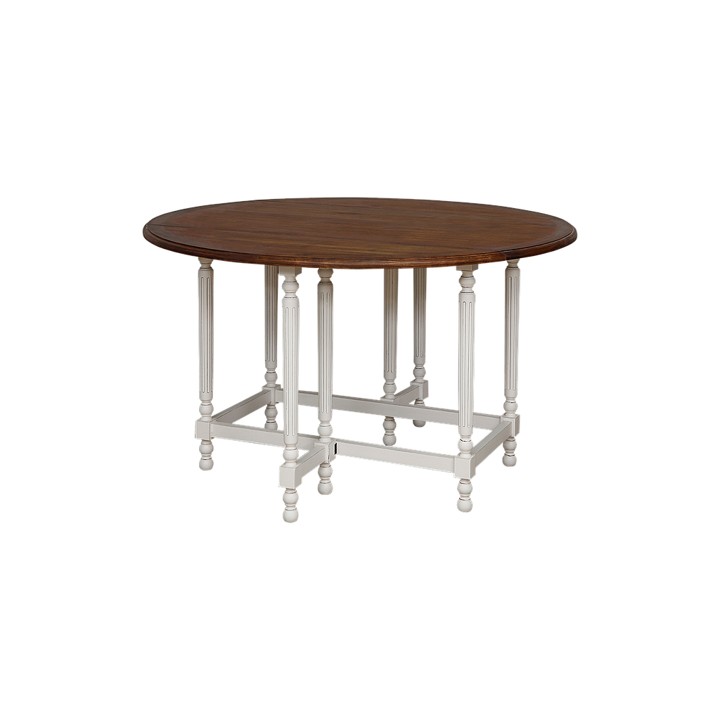 COUNTRY - Folding table Diam.120 - Brocante white and Washed antic