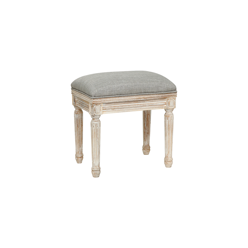ORLEANS - Stool H45 - Whitened acacia and Light grey cover