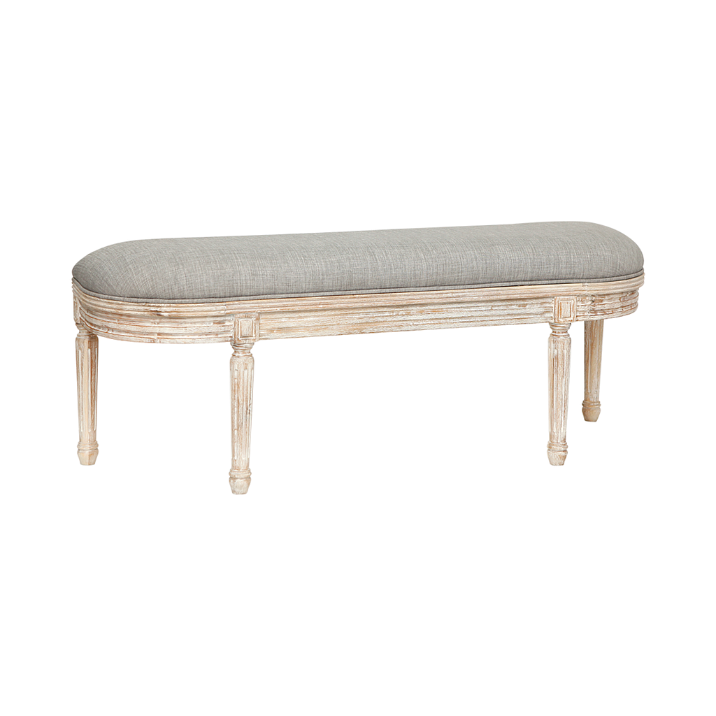 ORLEANS - Bench L125 - Whitened acacia and Light grey cover