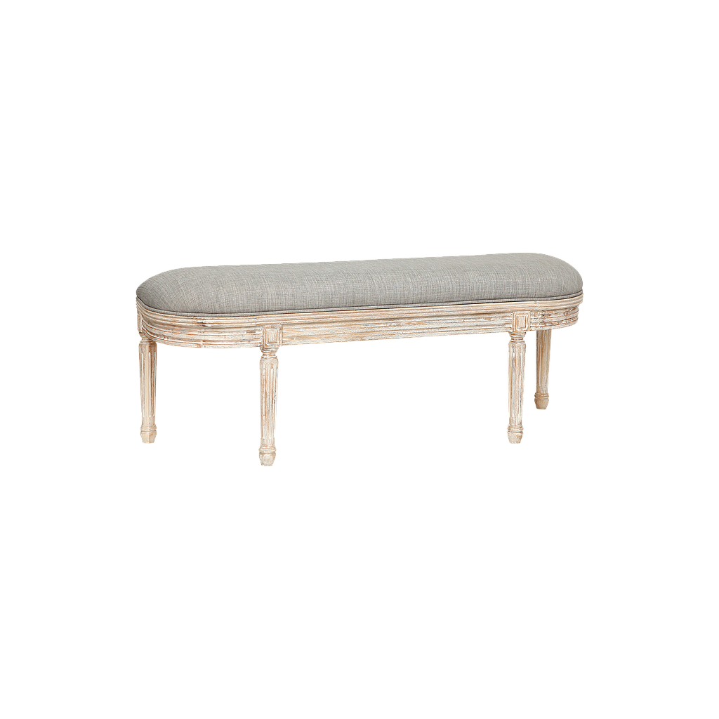 ORLEANS - Bench L125 - Whitened acacia and Light grey cover
