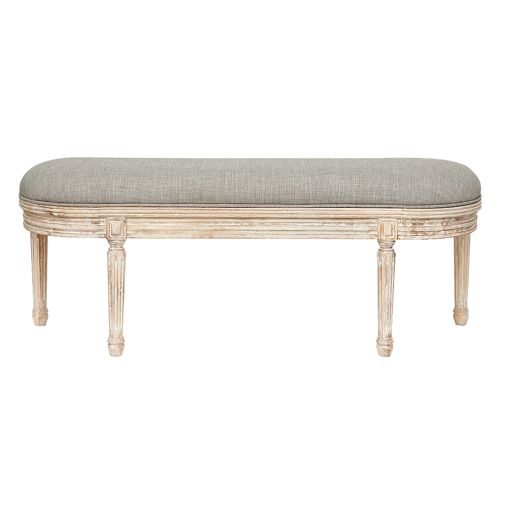 ORLEANS - Bench L125 - Whitened acacia and Light grey cover
