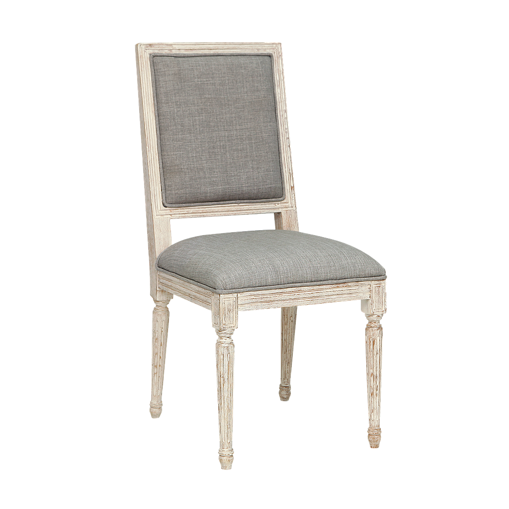 ORLEANS - Dining chair - Whitened acacia and Light grey cover