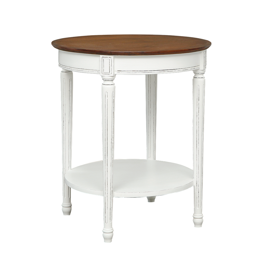 ORLEANS - Side table Diam.55 x H65 - Brocante white and Washed antic
