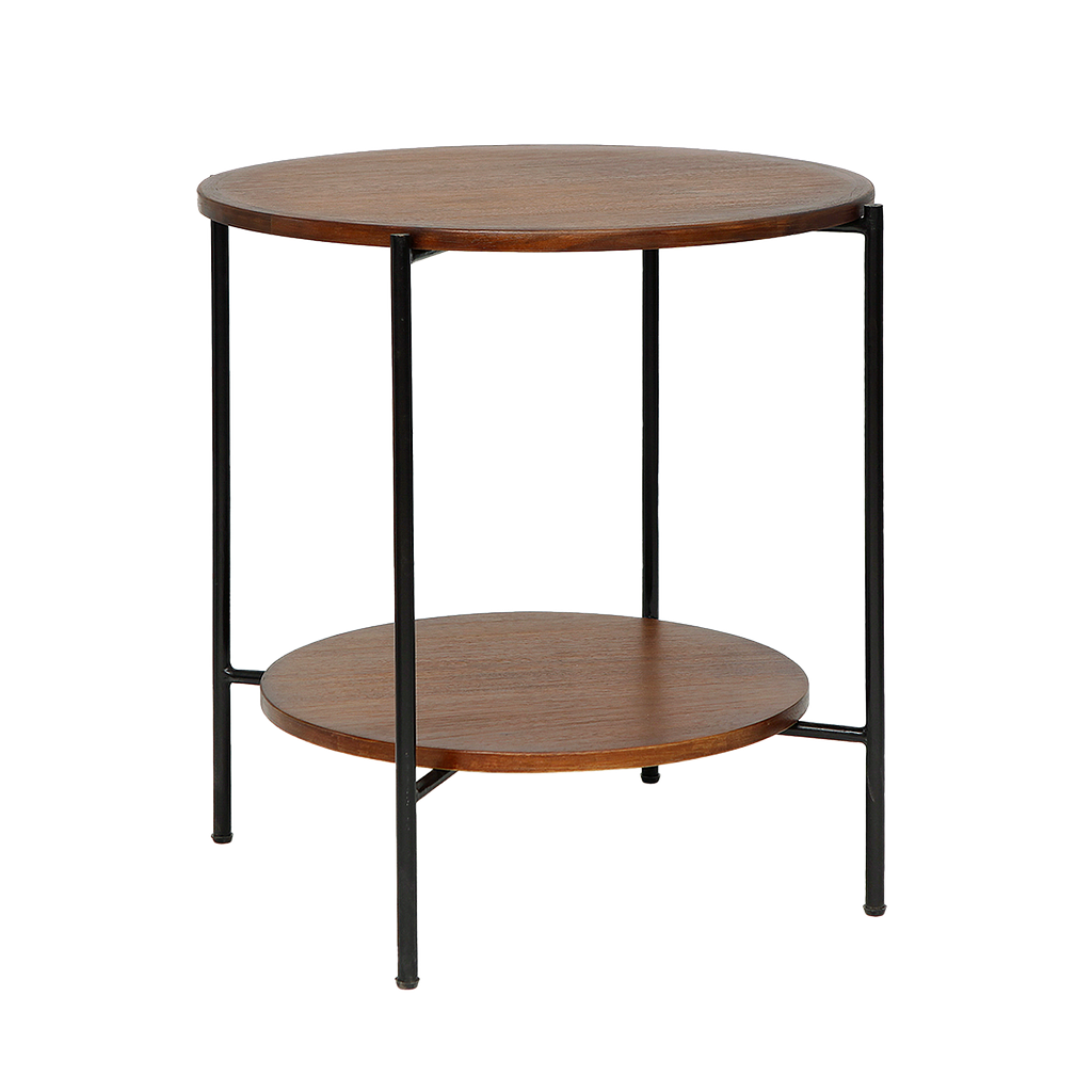 KAIS - Side table Diam. 50 x H54 - Matt black and Washed antic