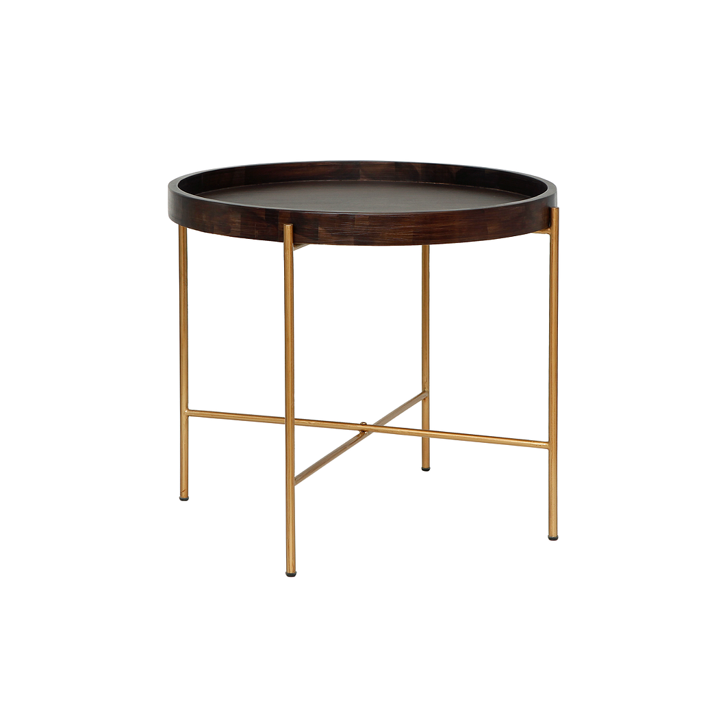 NOAM - Side table Diam.60 x H55 - Vintage brass and Mokka