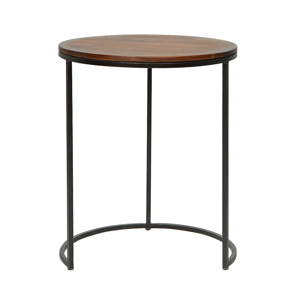 MOUNS - Side table Diam.45 x H55 - Matt black and Washed antic