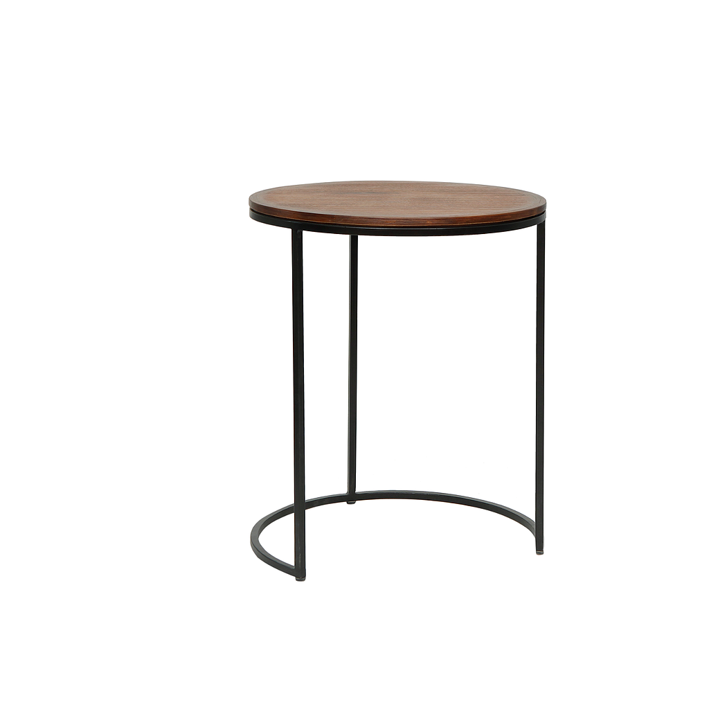 MOUNS - Side table Diam.45 x H55 - Matt black and Washed antic