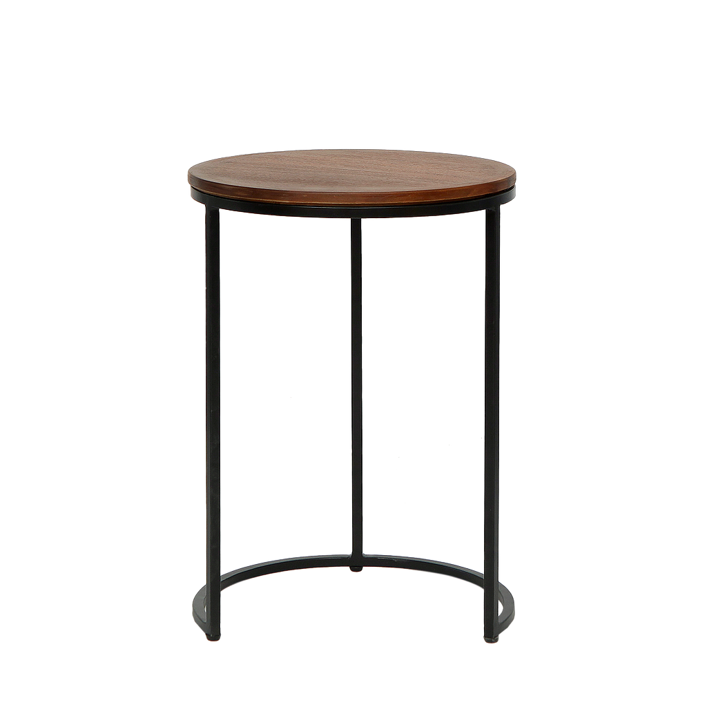 MOUNS - Side table Diam.35 x H50 - Matt black and Washed antic