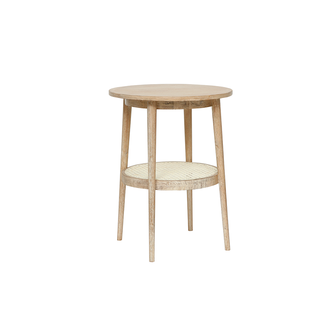 SIGUR - Side table Diam.45 x H60 - Toffee and Natural cane