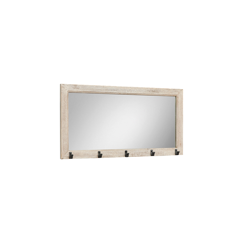 GRAHAM - Coat rack with mirror L90 - Whitened acacia