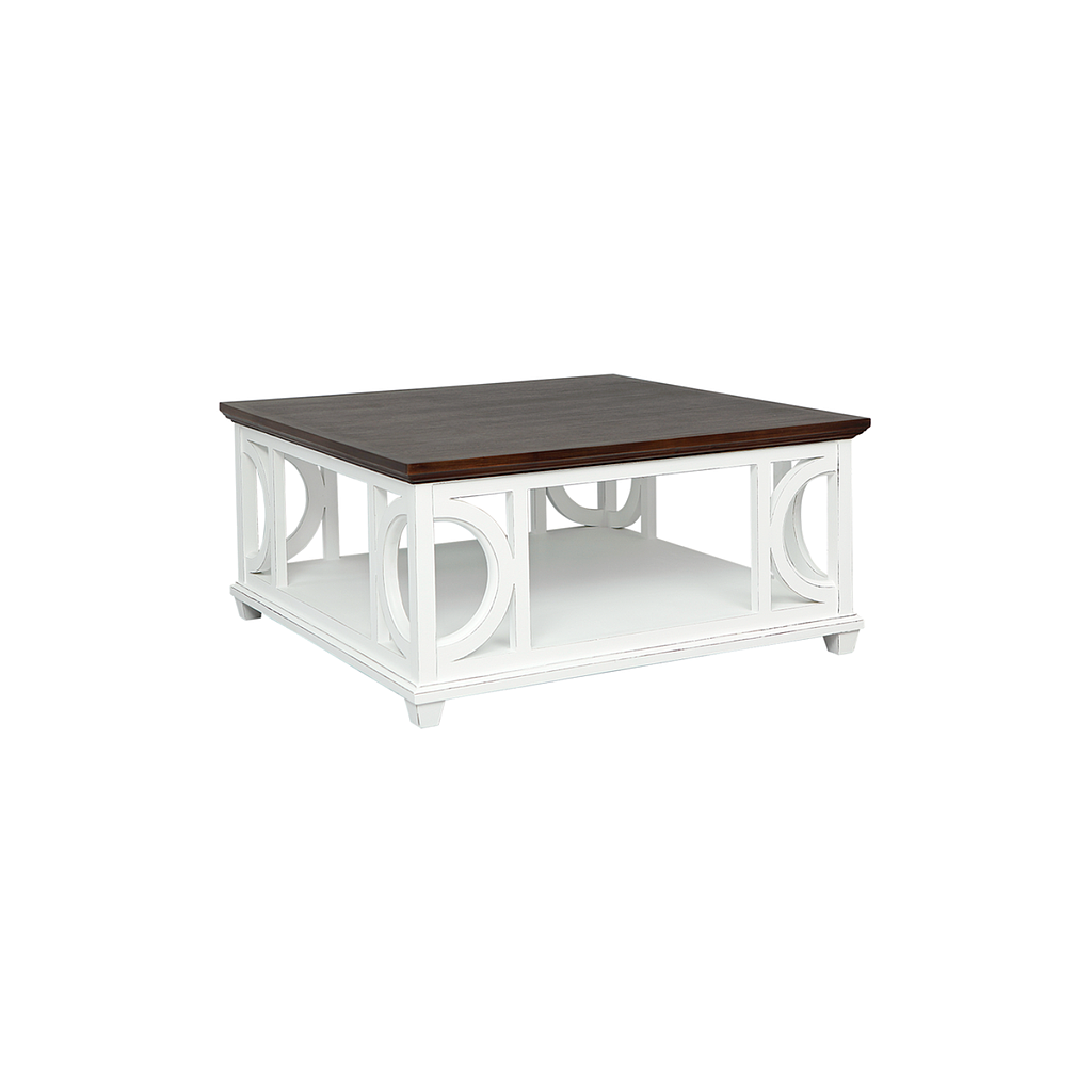 HUBERT - Coffee table L100 x H48 - Brocante white and Mokka