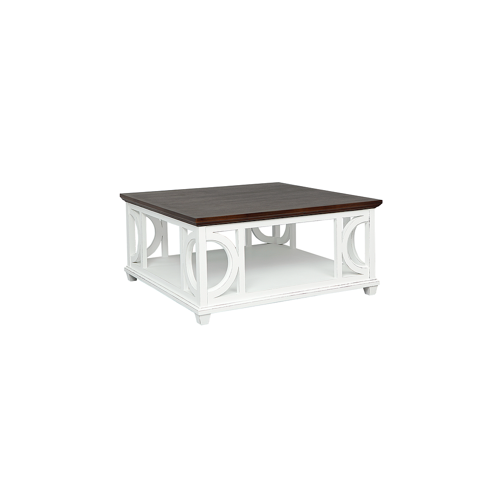 HUBERT - Coffee table L100 x H48 - Brocante white and Mokka