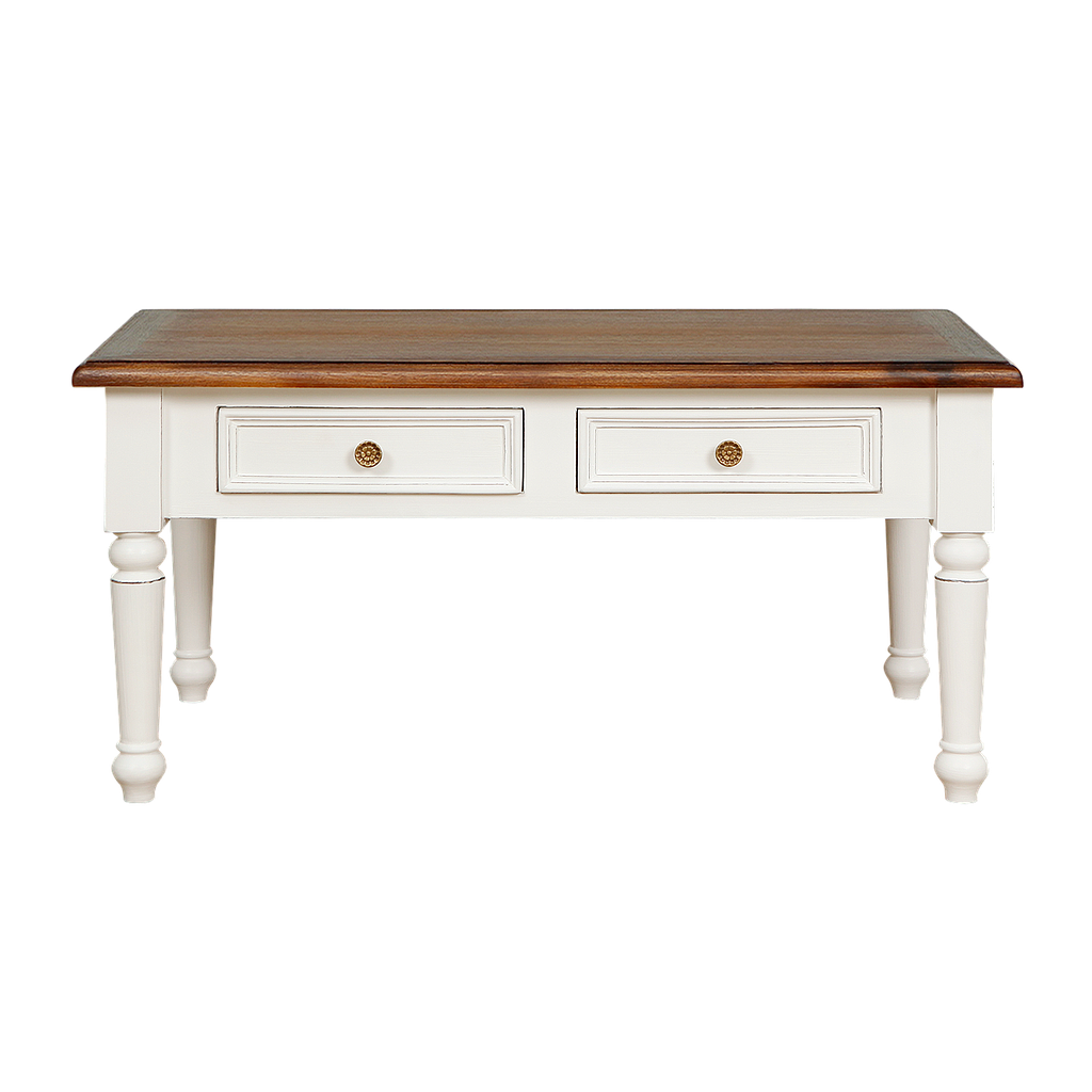 BERENICE - Coffee table L90 x W50 - Brocante white and Washed antic