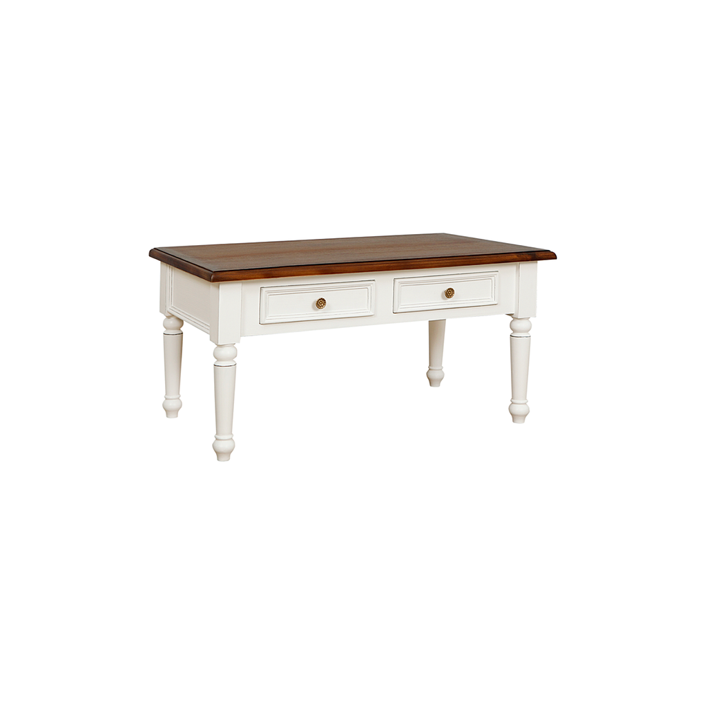 BERENICE - Coffee table L90 x W50 - Brocante white and Washed antic