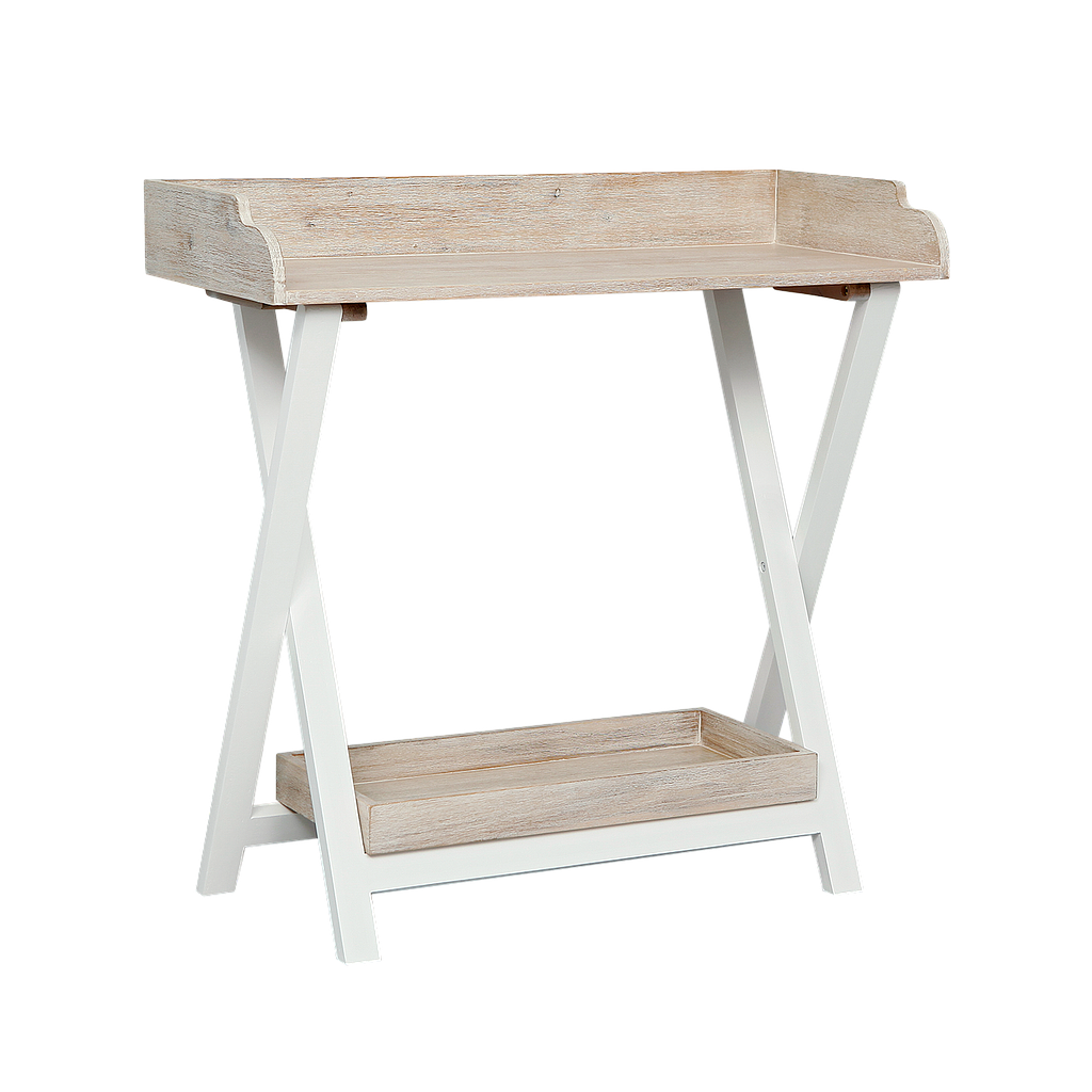SAHARA - Folding Console table L90 - White and Whitened acacia