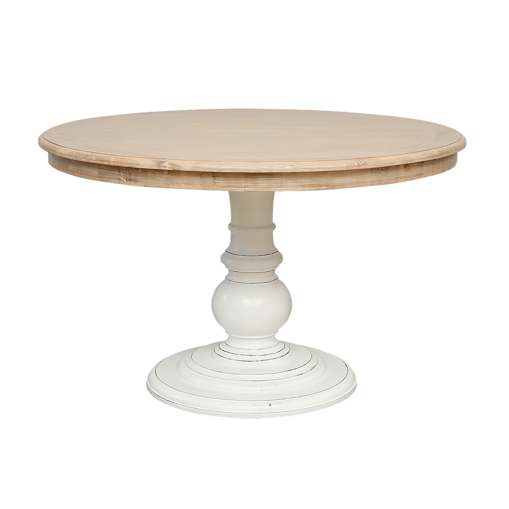 ALISSON - Dining table DIAM120 - Shabby white and Toffee