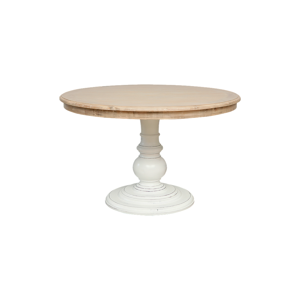 ALISSON - Dining table DIAM120 - Shabby white and Toffee