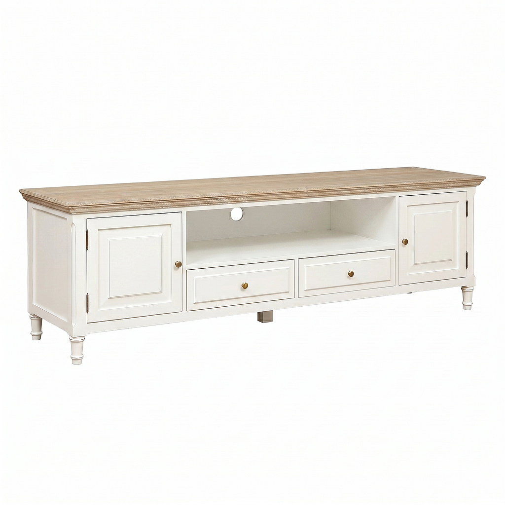 TV stand L200 -  Brocante white and Toffee