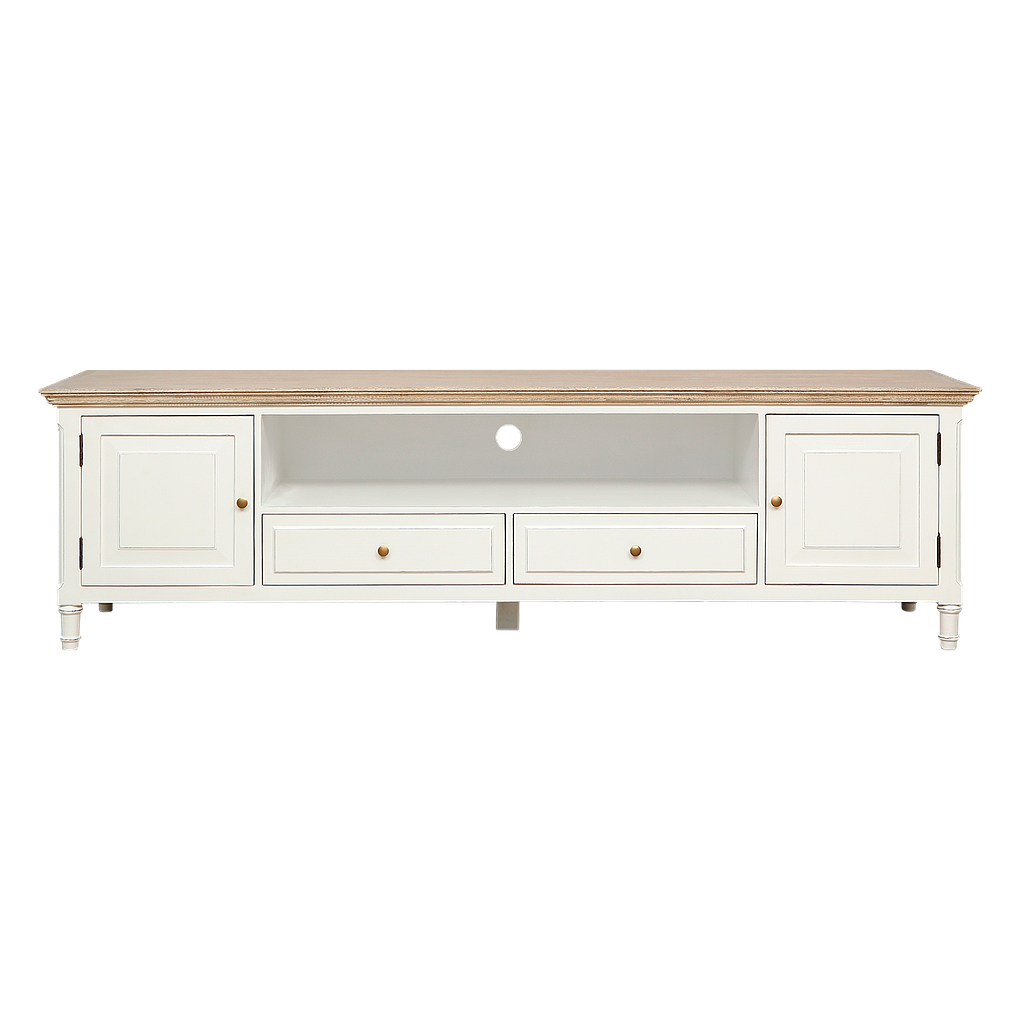 TV stand L200 -  Brocante white and Toffee