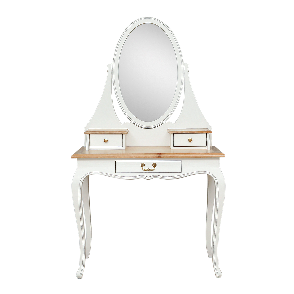 ALEXIA - Dressing table L90 x W50 - Brocante white and Natural oak