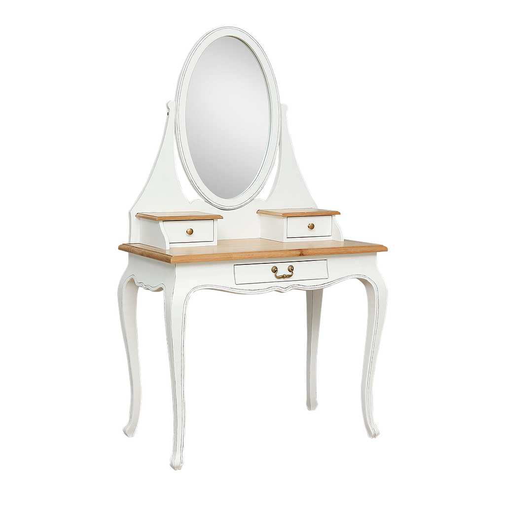 ALEXIA - Dressing table L90 x W50 - Brocante white and Natural oak