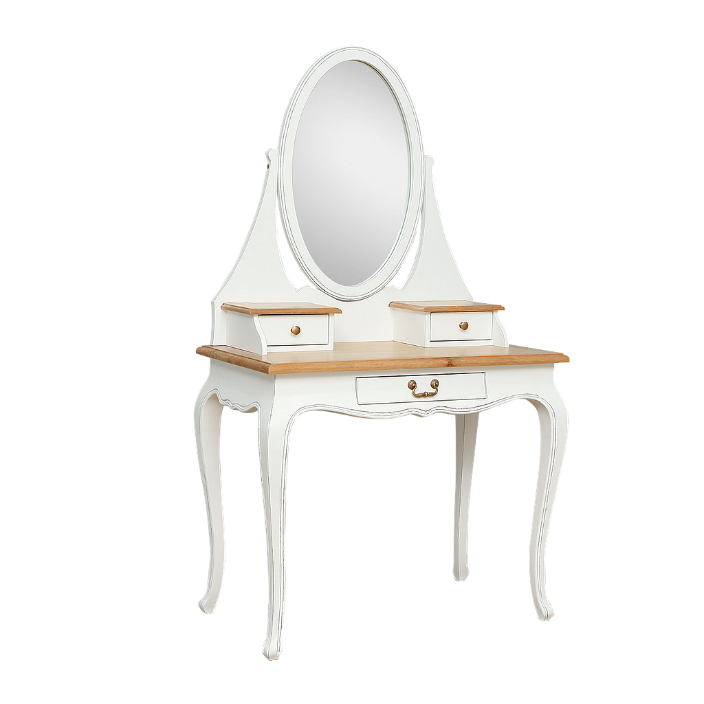 ALEXIA - Dressing table L90 x W50 - Brocante white and Natural oak