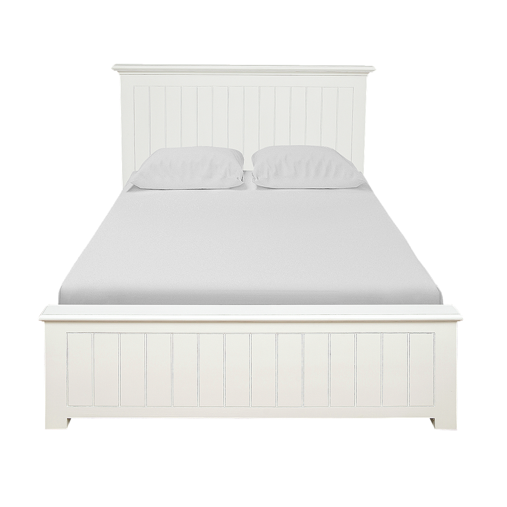 NEIL - Twin size bed 120x200 - Brocante white / 4-drawers