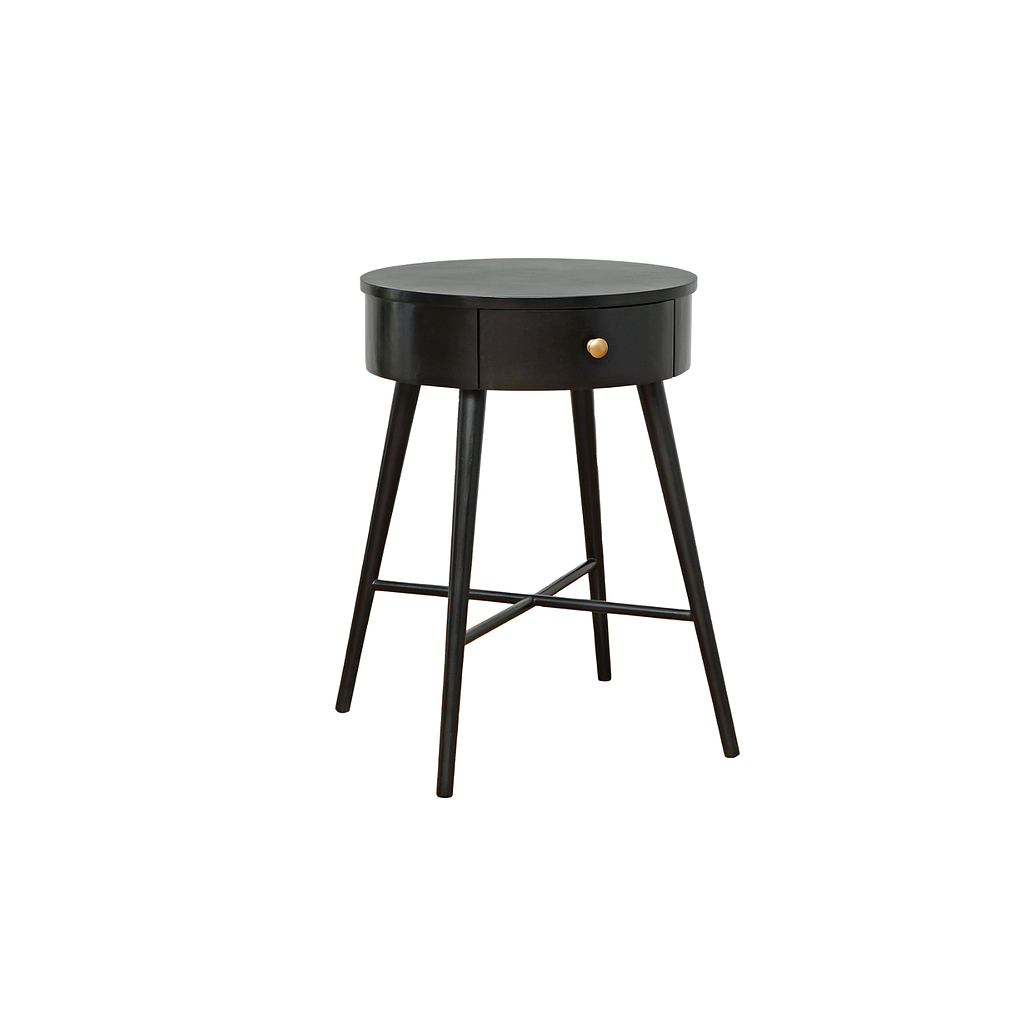 AGHATE - Round bedside table H60 - Black