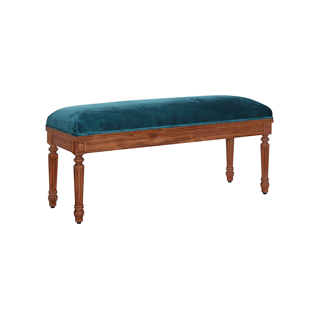 ORLEANS - Bench L110 - Washed antic and Navy blue cover