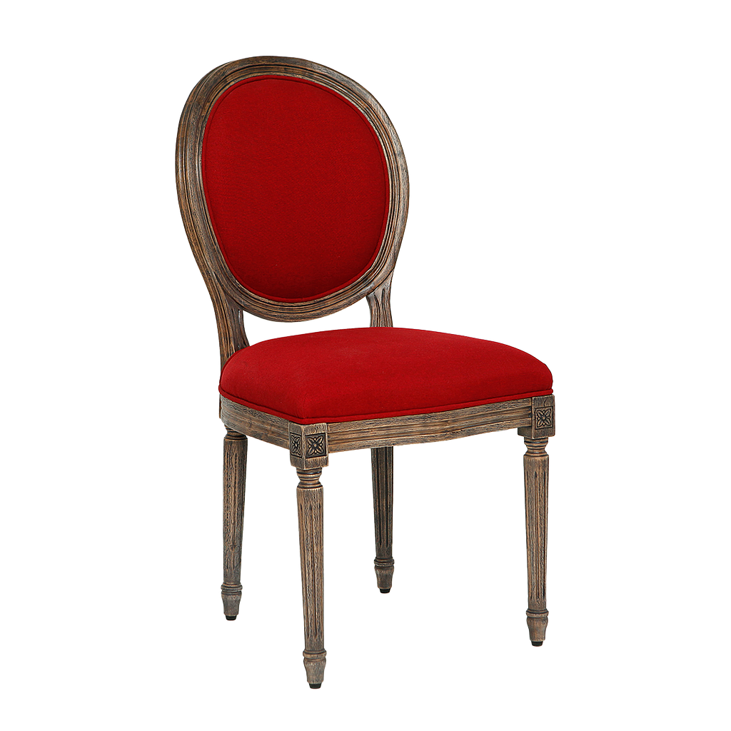 ORLEANS - Dining chair - Weathered acacia and red cover