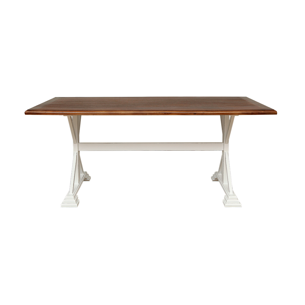 MATHILDE - Dining table L180 x W100 - Brocante white and washed antic
