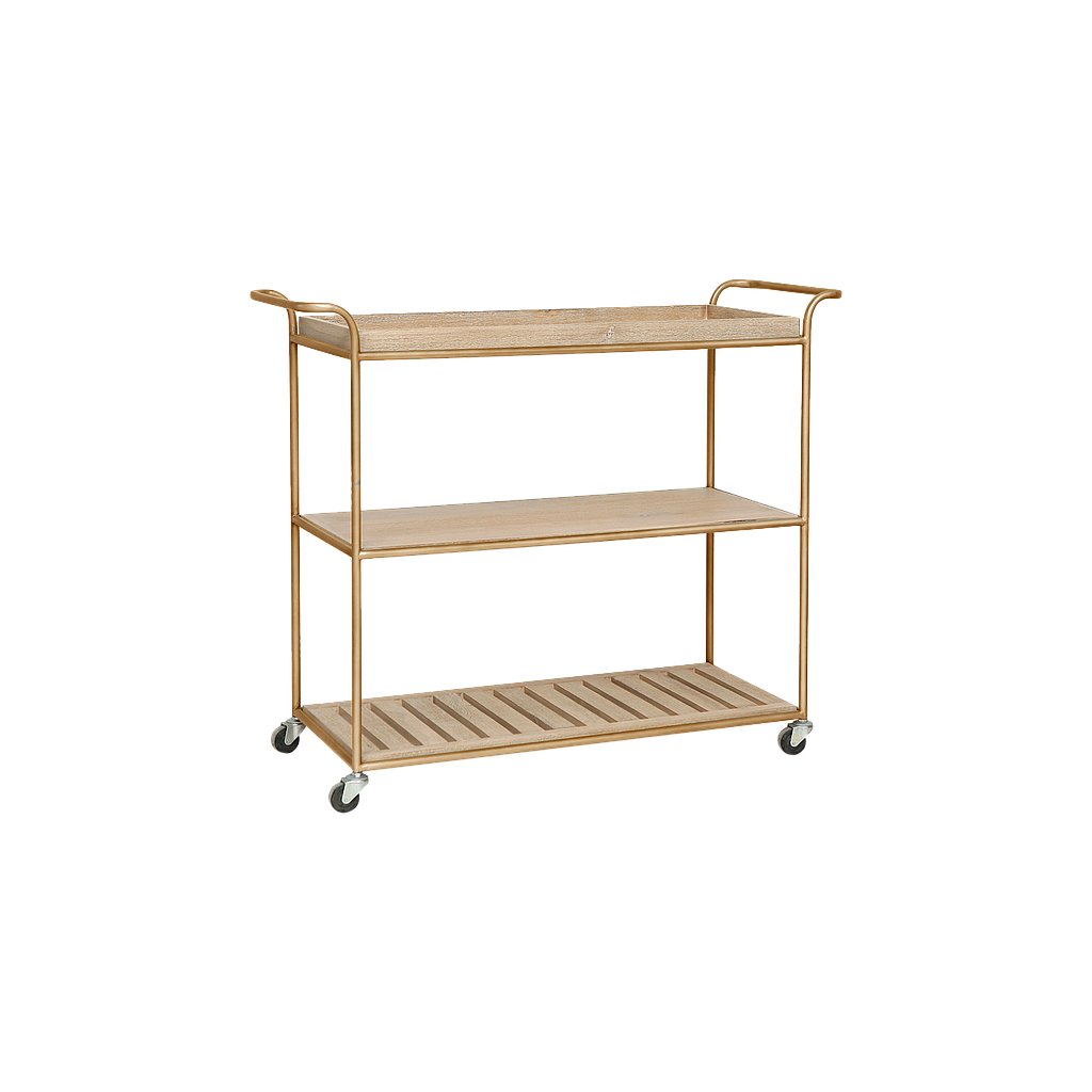 REYNIR - Trolley L106 x H90 - Vintage brass and whitened acacia