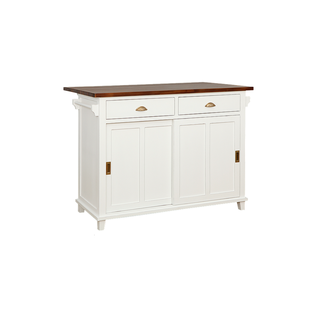 DEE - Kitchen island L120 x W50/70 - Brocante white and washed antic