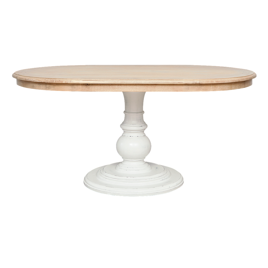 Oval dining table L160 x W100 - Shabby white and Toffee