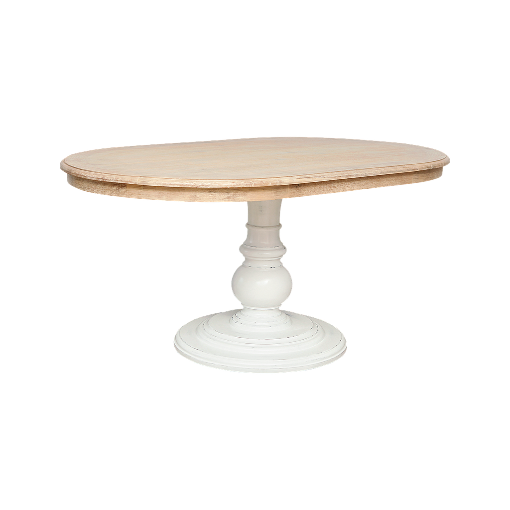Oval dining table L160 x W100 - Shabby white and Toffee