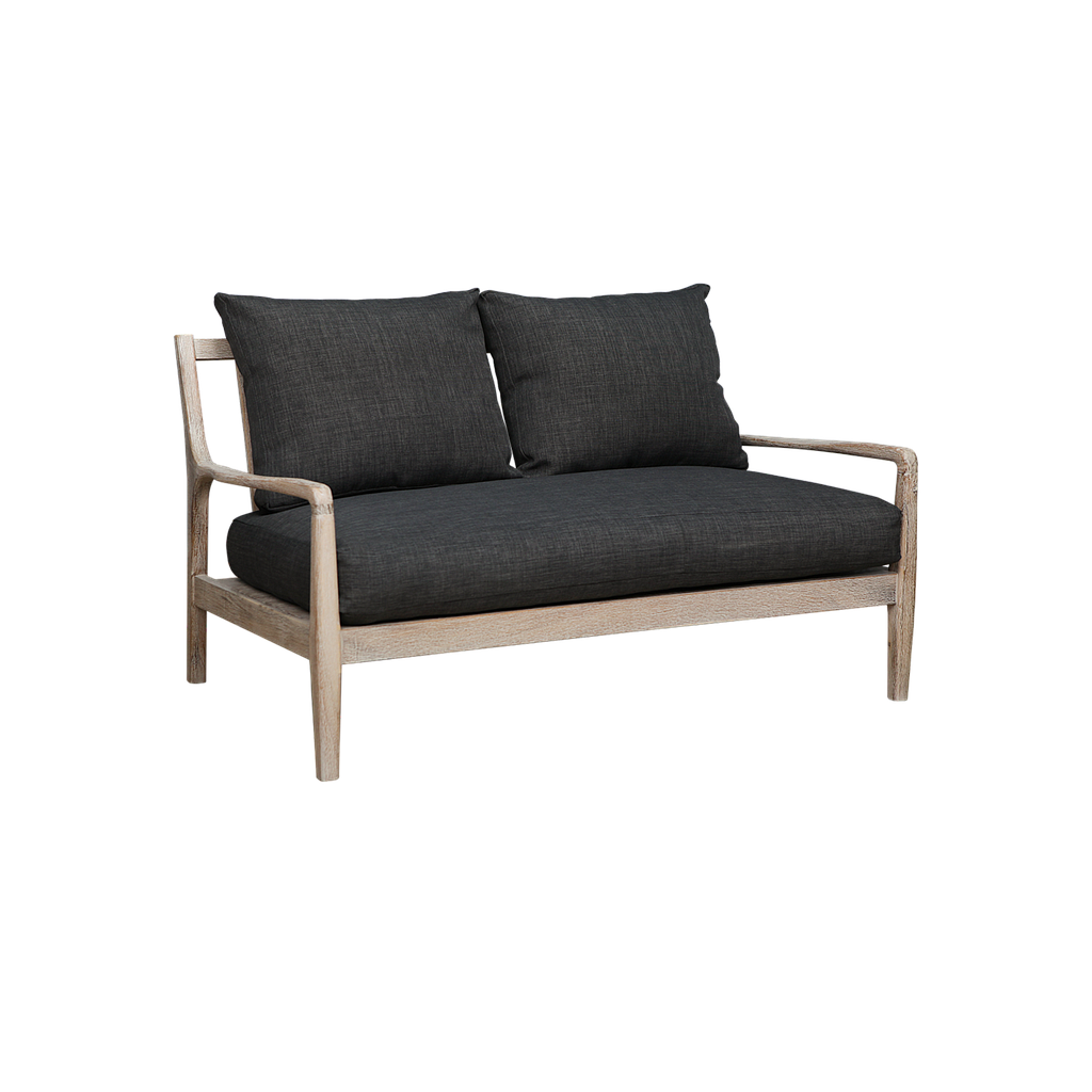 VOLTUMNA - Sofa L130 - Whitened acacia and dark grey cushions