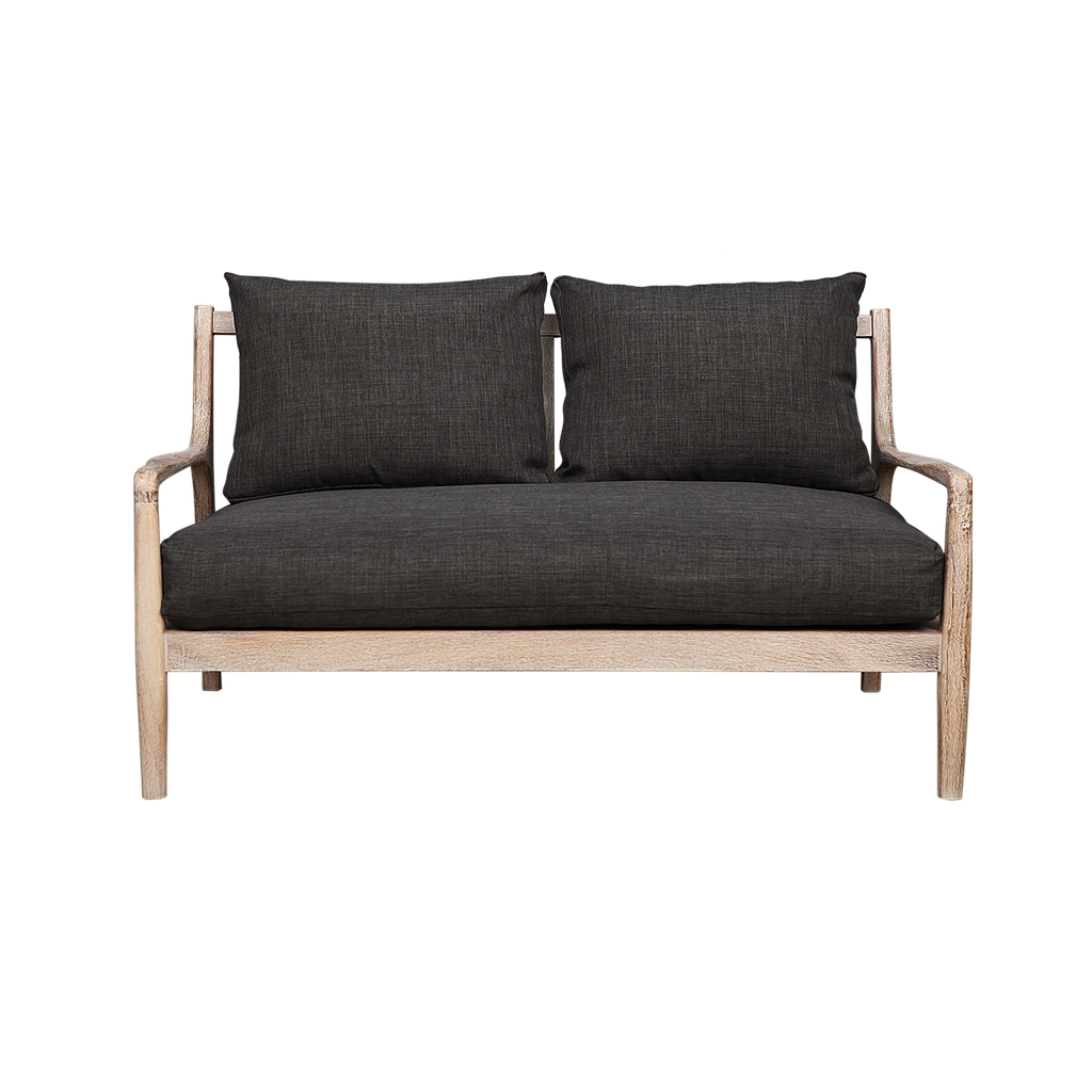 VOLTUMNA - Sofa L130 - Whitened acacia and dark grey cushions