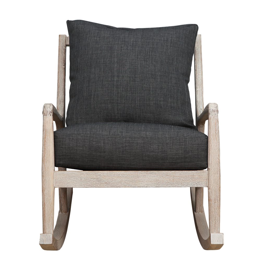 VOLTUMNA - Rocking chair - Whitened acacia and Dark grey cushions