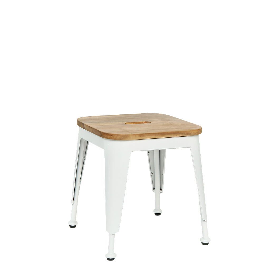 MARIUS - Kids stool / Seat H33 - White and Natural acacia