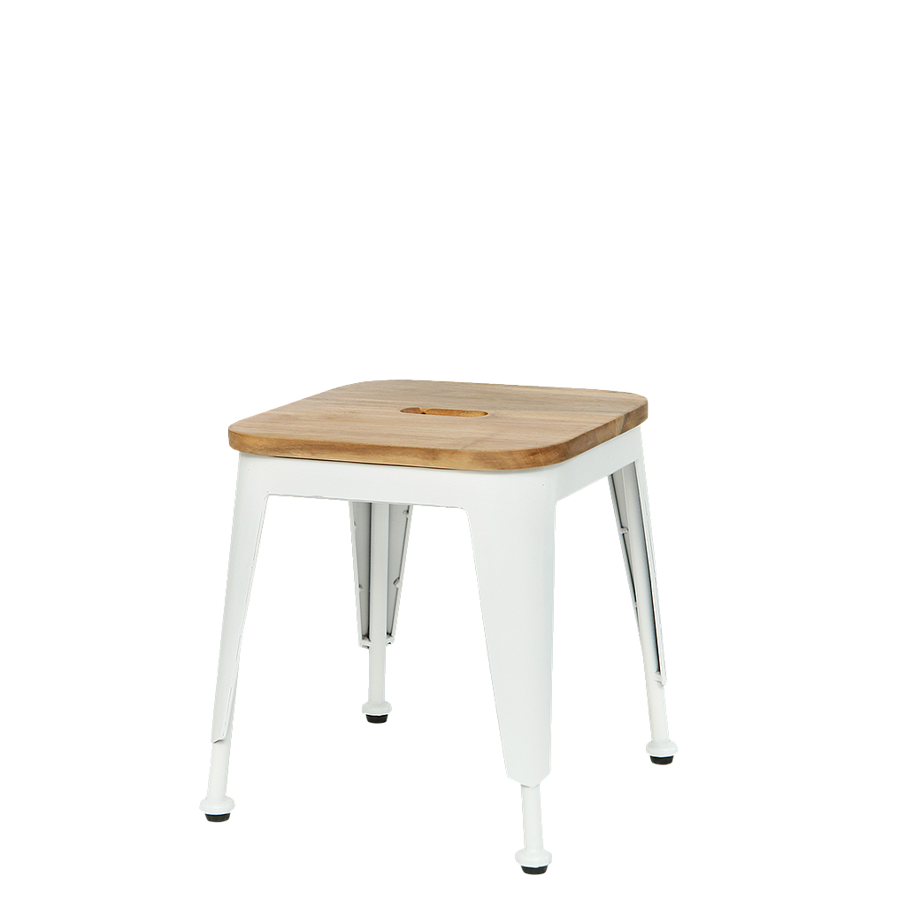 MARIUS - Kids stool / Seat H30 - White and Natural acacia