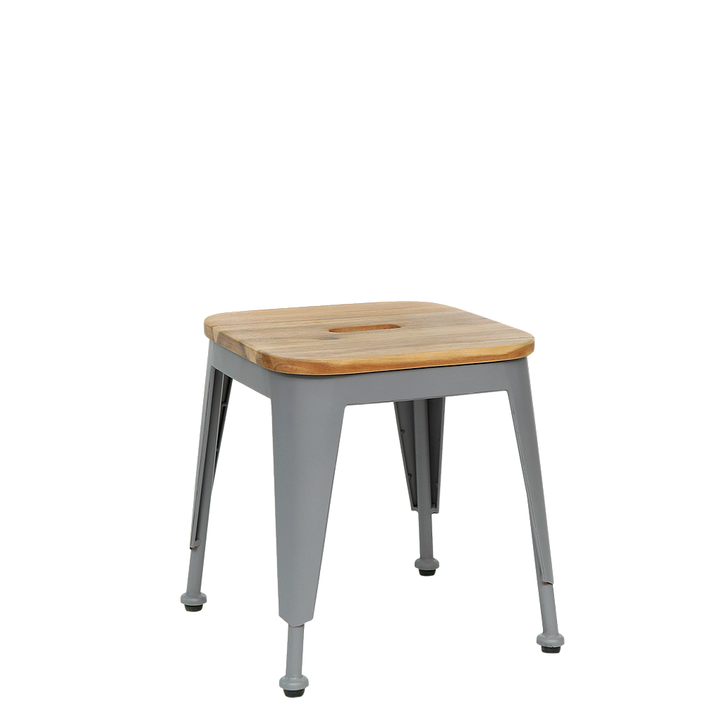 MARIUS - Kids stool / Seat H33 - Pearl grey and Natural acacia